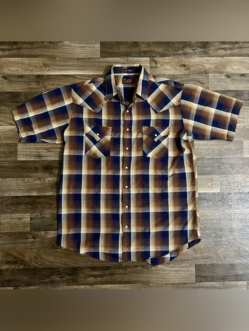 Plains Western Wear LT Tall Man Plaid Pearl Snap Cowboy Shirt